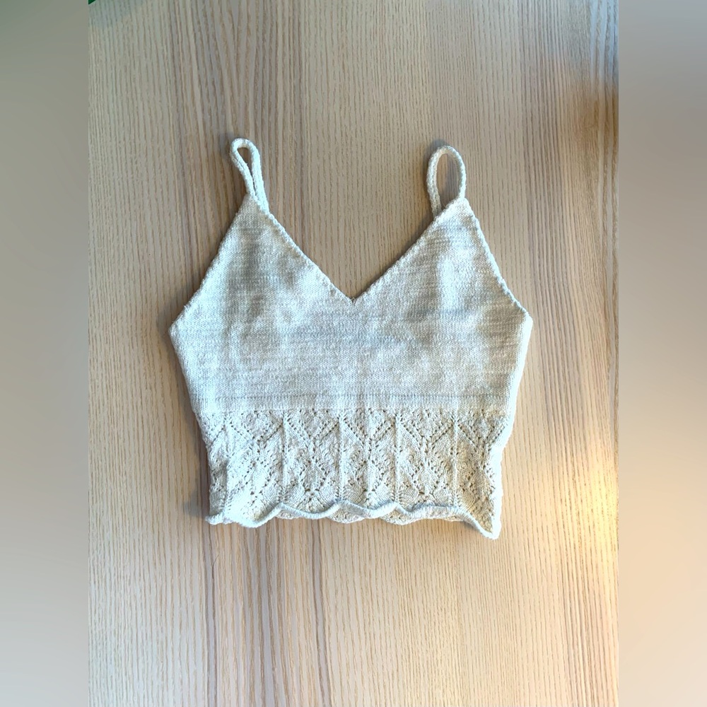 Crochet cream crop top tank